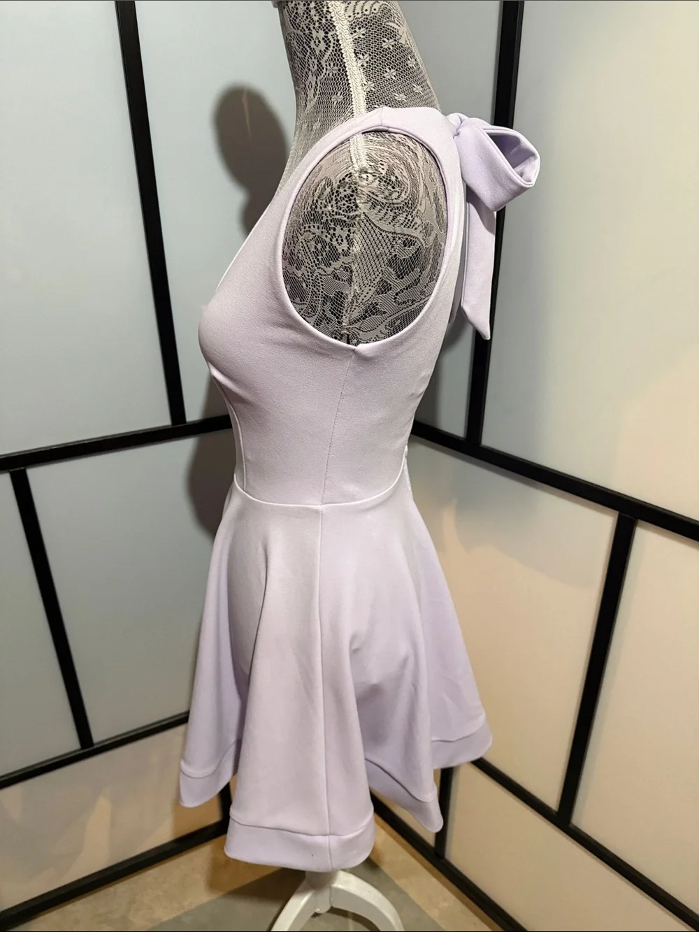B Darlin Light Lavender V-Neck Skater Mini Dress